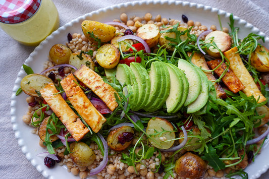 ROASTED POTATO & PEARL COUSCOUS & VEG MOOD BOOSTING SALAD