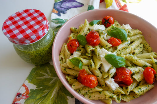 PESTO PASTA WITH ROASTED TRUSS TOMATOES