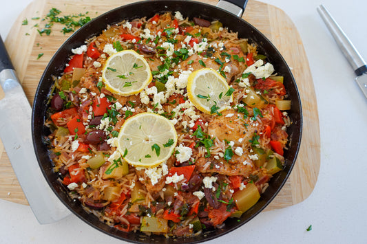 EASY ONE PAN DINNER - MEDITERRANEAN CHICKEN & RICE